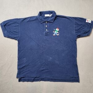 Warner Bros Loony Tunes Embroidery. Navy Blue Short Sleeve Shirt 90s Vintage